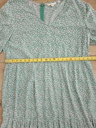 Clean EUC Boden Maxi Long Boho Dress Floral Print Light Green 3/4 Sleeve US 12R - Picture 5 of 10