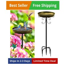 35In Metal Bird Bath for Outside, Vintage Bird Bath Bowl, Detachable Birdbath...