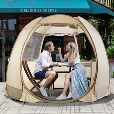 Hexagon Pop Up Sun Shade Camping Tent-3 Ventilated Clear Windows,Instant Fami...