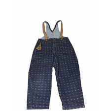 Vintage Oshkosh B Gosh Kids Navy Patterned Denim Overalls with Suspenders