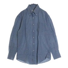 Brunello Cucinelli Gingham Check Front Pocket Button Down Long Sleeve Shirt Blue