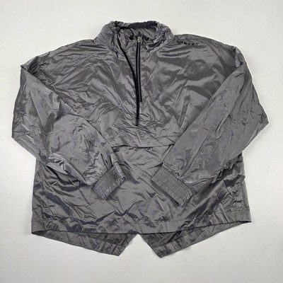 Oakley Jacket Womens Large Gray Hooded 1/2 Zip Anorak Windbreaker Lightweight
