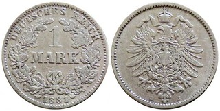 Kaiserreich! 1 Mark 1881 J Silber