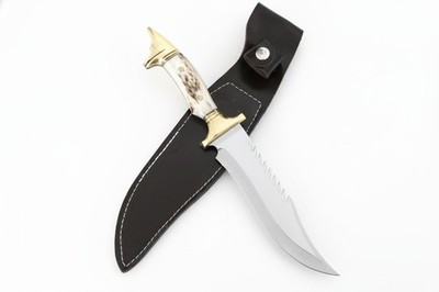 Handgefertigtes Hirschgeweih Wolf Messing Jagdmesser Personalisiert (Dh043)