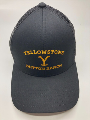 Yellowstone Dutton Ranch Paramount Trucker Hat Black Mens OSFM Snapback Mesh