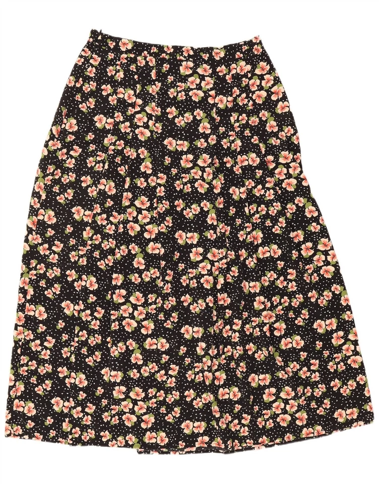 TOPSHOP Mujer Cintura Alta Línea A Falda Reino Unido 12 Mediana W30 Negra Floral DI20 Foto 2 de 3