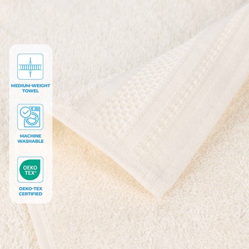 Honeycomb Textured Waffle Border Cotton Medium Weight Hand Towels, Set of 6 - 第 53/94 張圖片