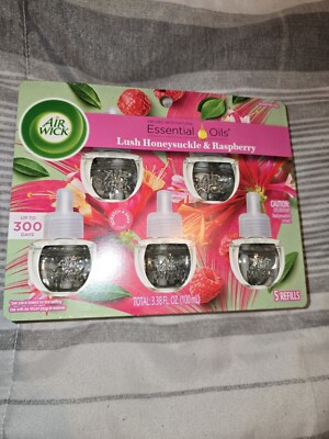 Air Wick Lush Honeysuckle and Raspberry Scented 5 Oil Refills (L15)