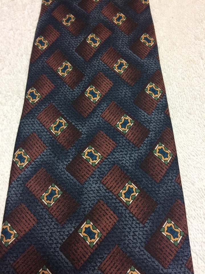 范海森男式领带蓝色棕色和绿色 3.75 X 59 — 第 3/4 张图片