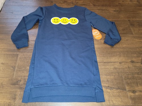 Wonder Nation Girls Navy Blue Emoji Dress Sz S M L XL Plus NWT Sweatshirt Dress - Picture 7 of 7