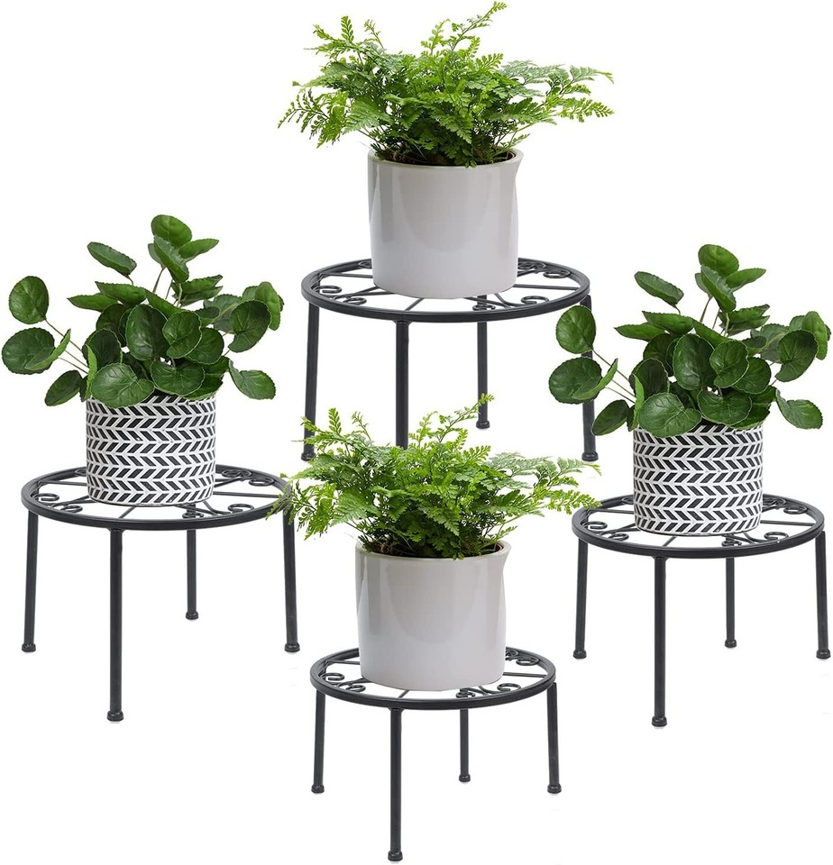 TeoKJ 4-Pack Decent Metal Plant Stands, Anti-Rust Iron Flower Pot Stand ...