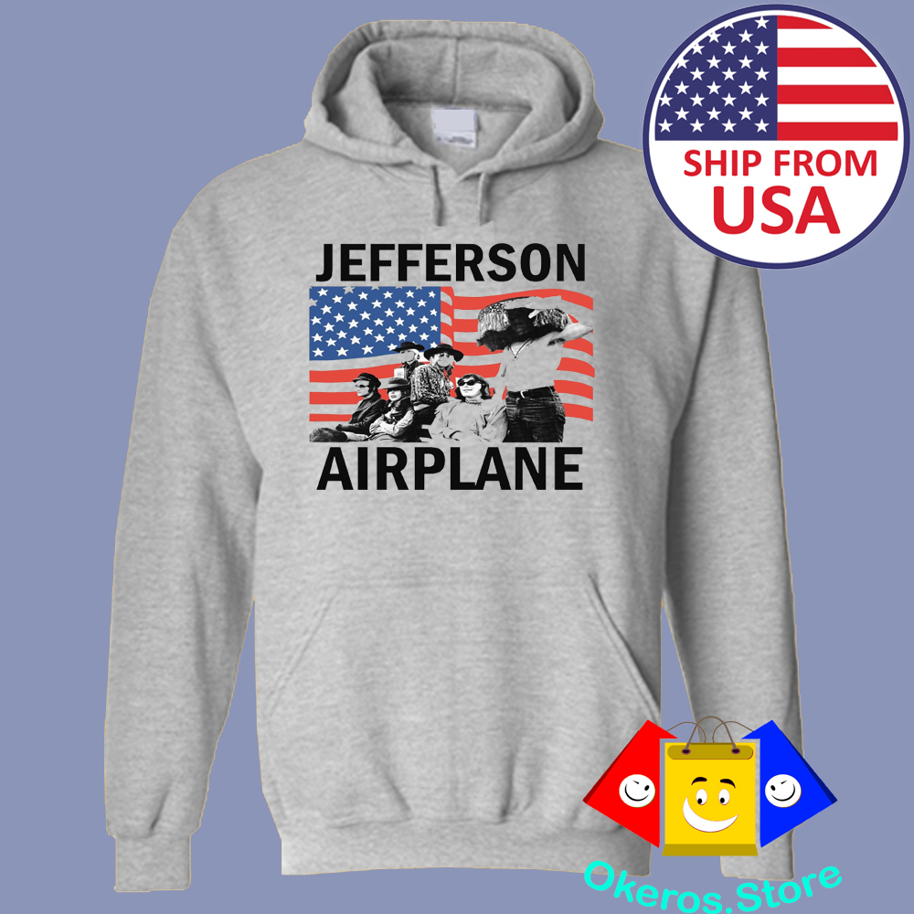 Sweat à Capuche Jefferson Airplane Homme Gris - Tailles S à 3XL - Neuf Avec Étiquette