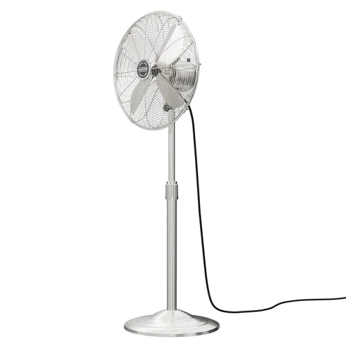 16" Brushed Nickel Retro Oscillating Pedestal Fan 3 Speed Adjustable Ventilation - Picture 6 of 9