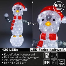 XL LED Acryl Pinguin Figur 84 cm beleuchtet Weihnachtsdeko für Außen & Innen