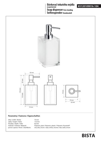 Dispensador de jabón BISTA poliresina blanco 250 ml baño y cocina >> independiente aplicable - Imagen 2 de 6