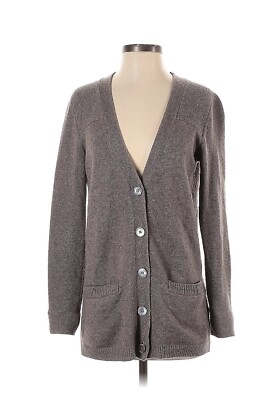 REPEAT CASHMERE Grey Wool Cashmere Knit V-Neck Button Scarlet Cardigan 38 US 6 S