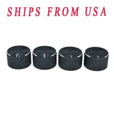 KAISH 4x 25*15.5mm Black Guitar/Bass Metal Knobs 1/4"(6.35mm) Pot Control Knob