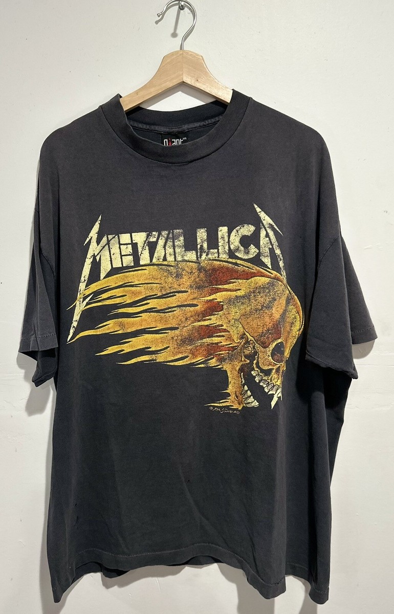 Vintage 1994 Metallica Tour Pushead Flaming Skull XXL T Shirt 