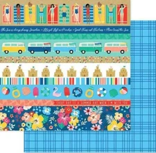 Summer Echo Park 12 x 12 Cardstock Border Strips Cut aparts Beach Paradise Fun