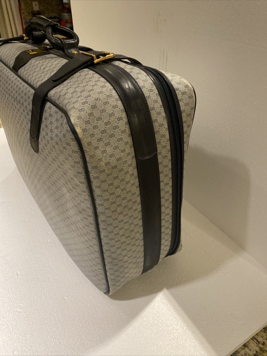 Vintage Gucci Luggage Blue GG Logo Suitcase Soft Side Navy