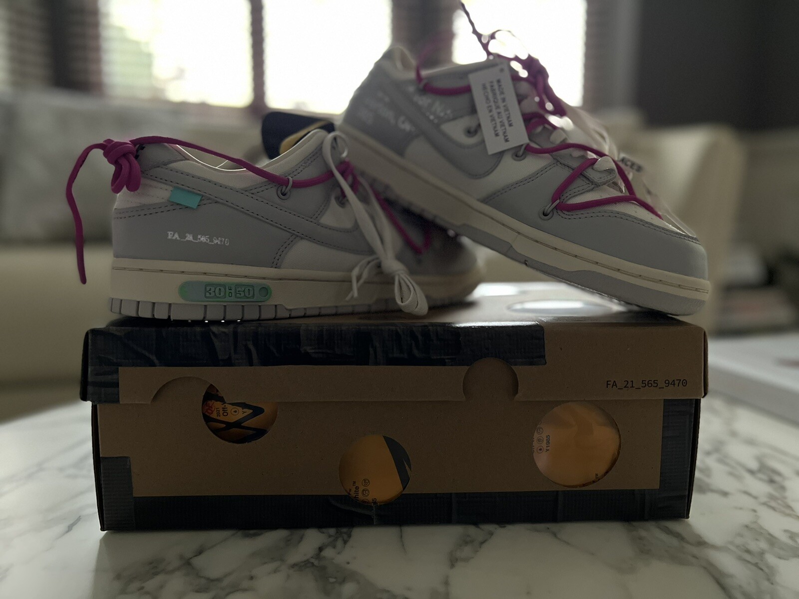 OFF WHITE X NIKE Bianco sporco x Nike Dunk Low lotto 30 di 50 uomo 9 o donna 10 5 vela neutro grigio