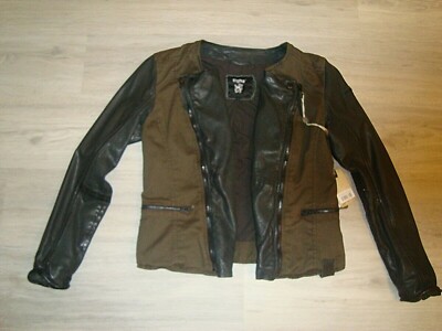 Tigha Damen Leder Jacke -  Cora - Gr. L - schwarz/oliv - NEU