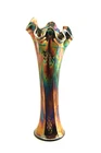 Vintage Fenton Glass Blue Butterfly & Berry Vase 9" Blue