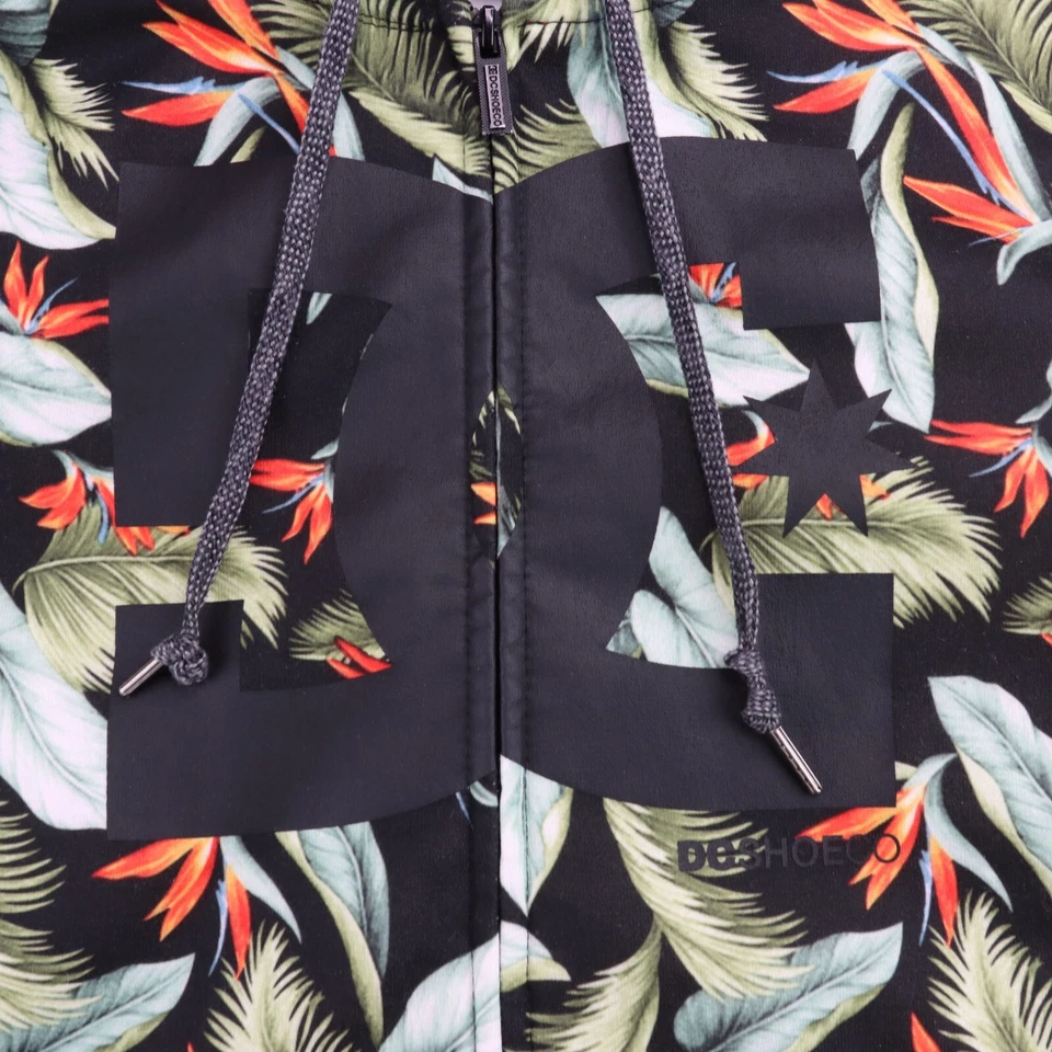 Sudadera con Capucha Vintage DC Shoes PARA HOMBRES Talla Mediana Floral Sudadera con Capucha Monopatín Logo Cremallera Foto 2 de 4