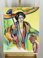 ANITA Large Vintage Expressionist Woman’s Portrait Oil on Canvas
