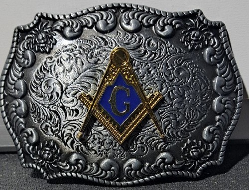 HEBILLA DE CINTURÓN MASÓNICA masón tono dorado rodeo vaquero occidental HEBILLA VAQUERA - Imagen 2 de 4