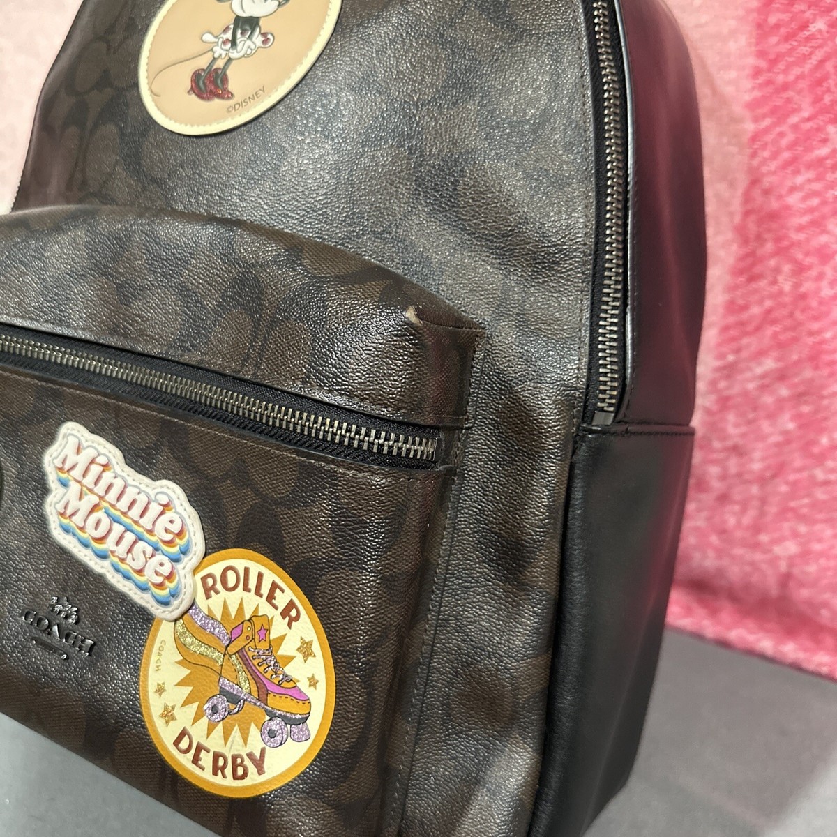 COACH x DISNEY Mickey Minnie Mouse Emblem Signature Leather  display picture 1