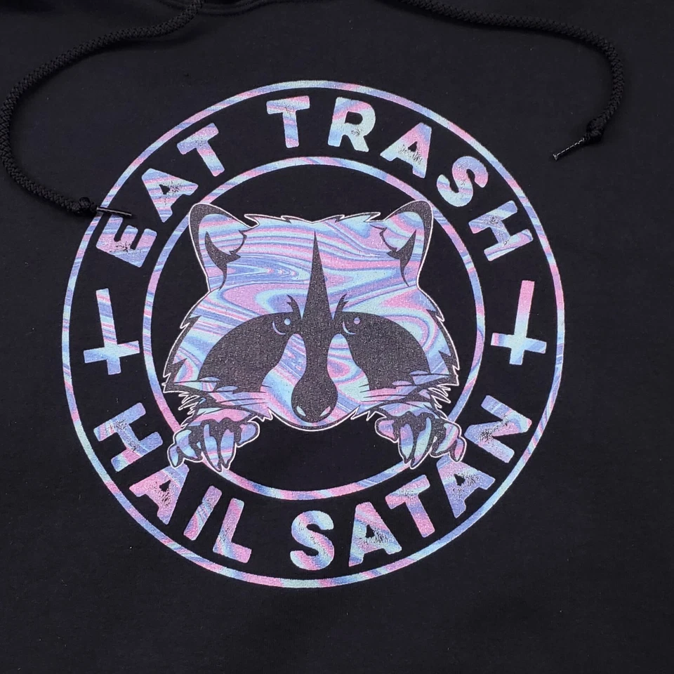 Sudadera con capucha Raccoon Eat Trash para hombre 2XL XXL negra polar jerzees bolsillo nublend Foto 2 de 4