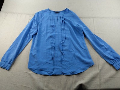 Lands' End - Long Sleeve Ruffled Soft Blouse - Women - 8 - Blue