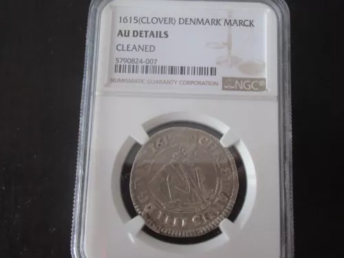 Denmark 1 Mark 1615 (Clover) - Christian IV (1588-1648) - NGC AU DETAILS