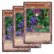 Yugioh - Magician of Faith x 3 - 1st Edition NM - Plus Free Holographic Card