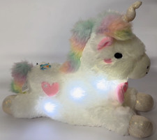 FAO SCHWARTZ 15 White UNICORN Plush Stuffed Animal LED LIGHTS UP SOUNDS