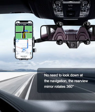 Universal Cellphone Bracket Interior Car Rearview Mirror Phone Holder Clips 360