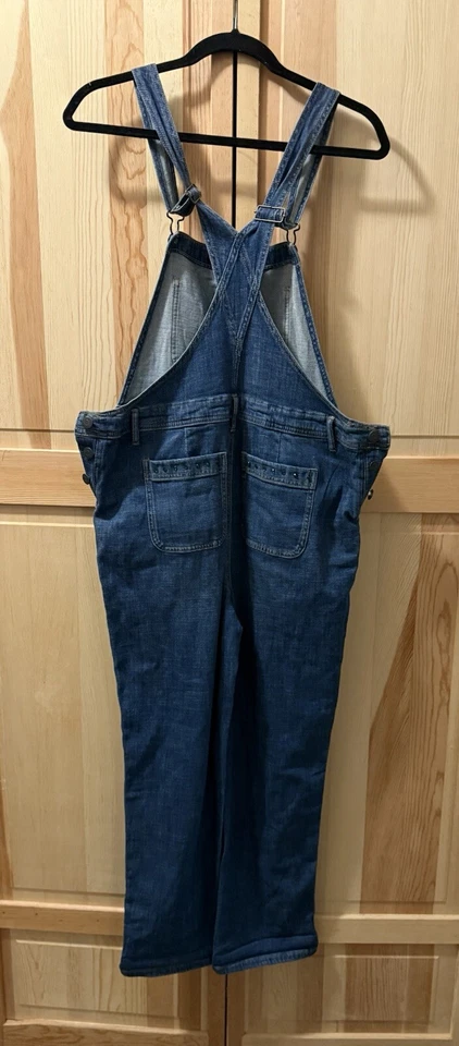 Denim Bib Overalls Coveralls Farmer Jeans LOVE Embellishments 26” inseam Sm - Image 2 of 4
