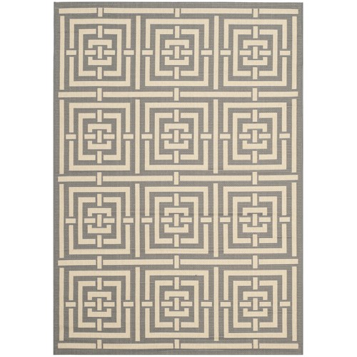 SAFAVIEH Indoor Outdoor CY6937-65 Courtyard Grey / Cream Rug - Picture 11 of 31