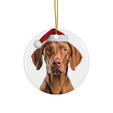 Hanging Ceramic Christmas Tree Ornament - Vizsla Design