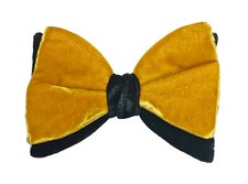 Vintage Gold  Black Bow Tie 1970's Oversized Large Clip On Free Shipping