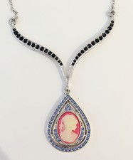 Nw Black Lady Cameo Vintage Style Pear Drop Dangle Pendant Chain Necklace NE1241