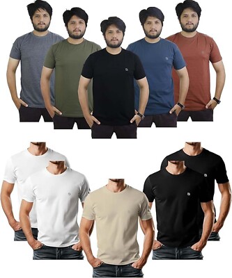 5 Stück Herren T-Shirts Multipack Rundhals T-Shirt Kurzarm T-Shirt für Männer