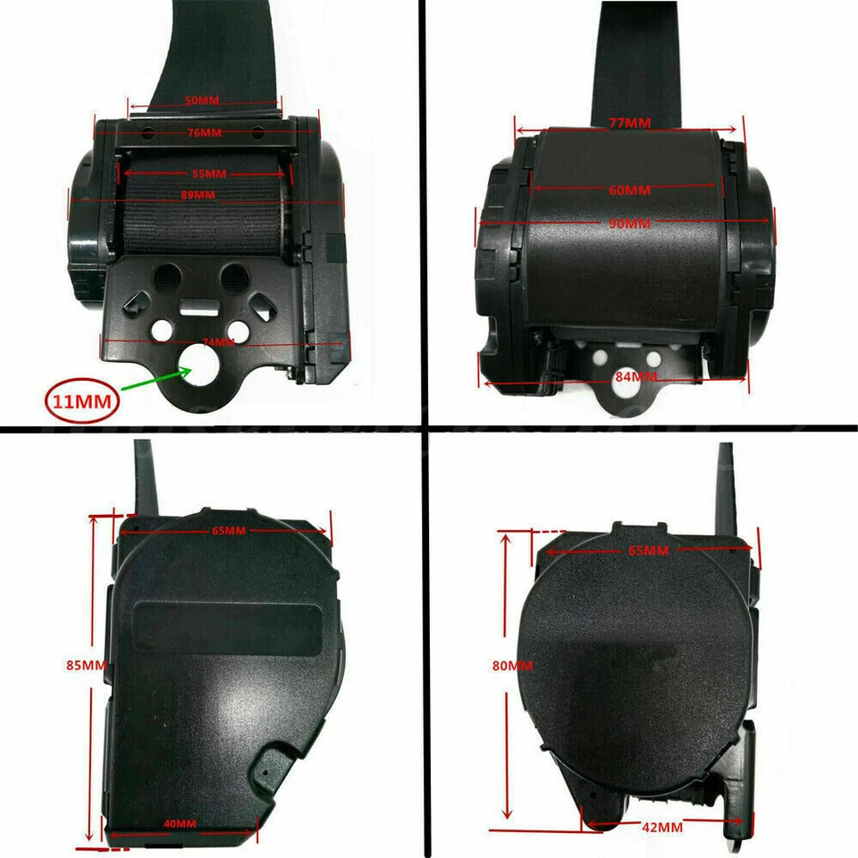 2PCS Retractable 3 Point Safety Seat Belt Straps Car Vehicle Adjustable Belt Kit - Imagem 2 de 4