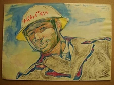 Ukrainian Soviet USSR Painting fauvism cubism male figure man builder