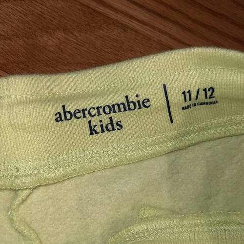Abercrombie Kids Sweatshorts Shorts Neon Lime Yellow Sz 11/12 Teen Moose Logo - Picture 5 of 10
