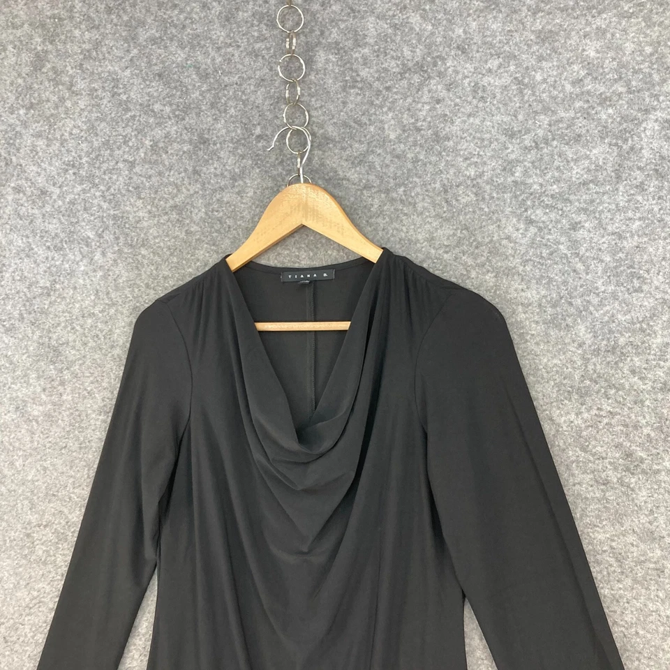 NUEVO Vestido Tiana B Mujer Talla 6 Negro Manga Larga Capucha Cuello Bodycon Jersey 32209 Foto 3 de 4