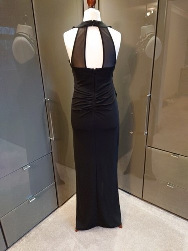 Lipsy Black Sequin Long Evening Dress 12 Elegant Formal Occasion Cruise Ruched - Picture 3 of 18