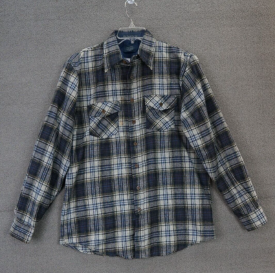 Vintage 70s 80s Sears Plaid Flannel Shirt Vtg Outdoor Work 16-16.5 