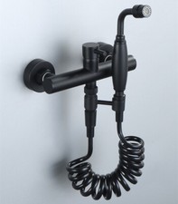 Matte Black 2 Ways Handheld Bidet Shattaf Sprayer Brass Hot Cold Mixer Valve Set